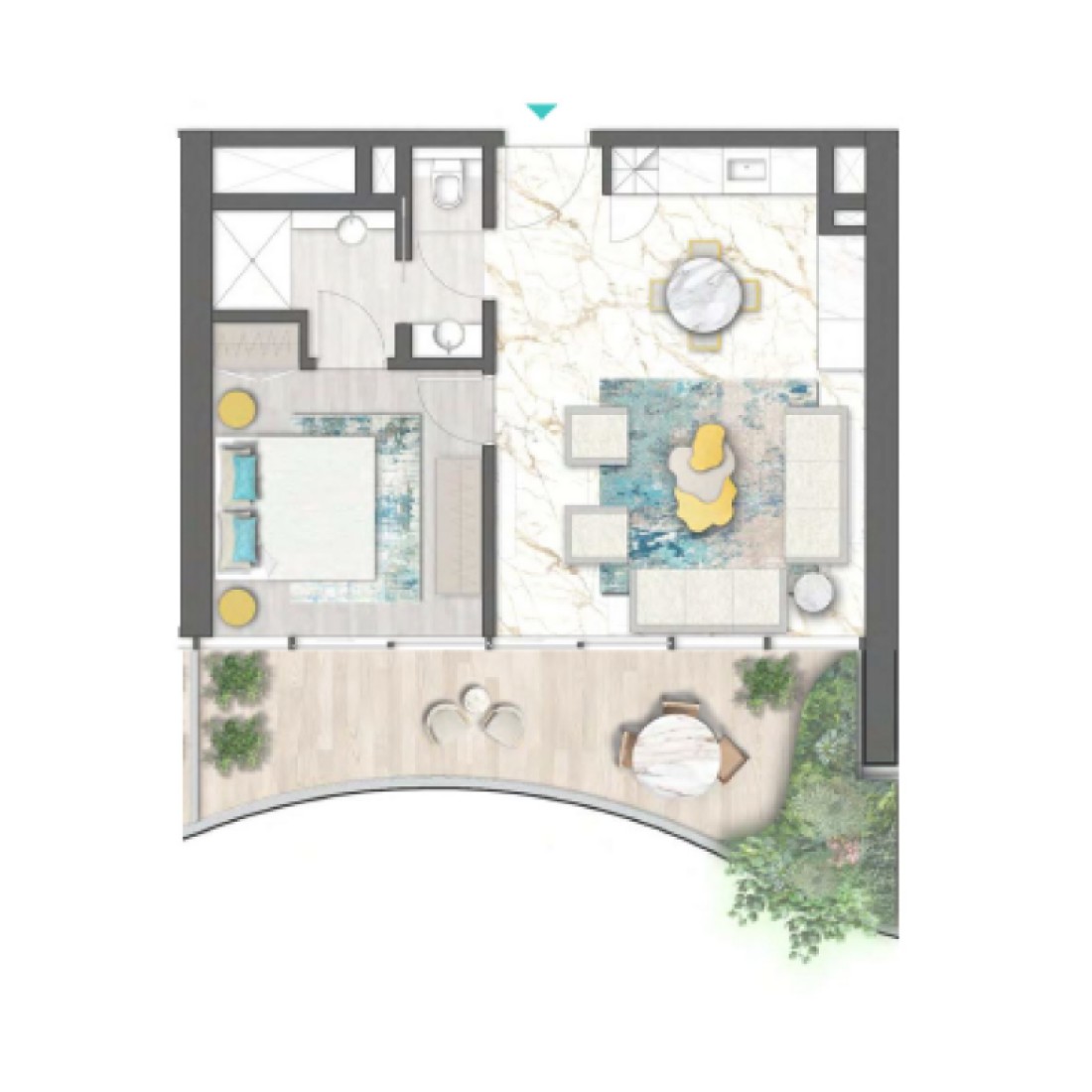 1 Bedroom in Chic Tower