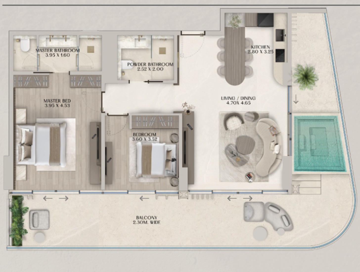 2 Bedrooms in Soleva Beach Residence