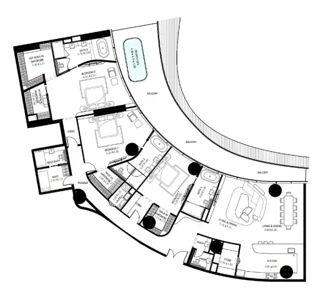 3 Bedrooms in Bugatti Residences