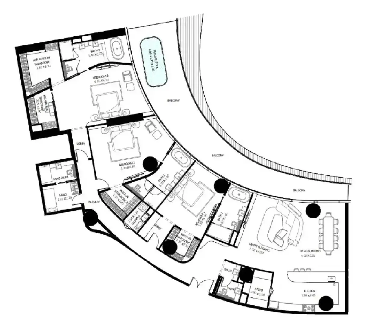 3 Bedrooms in Bugatti Residences