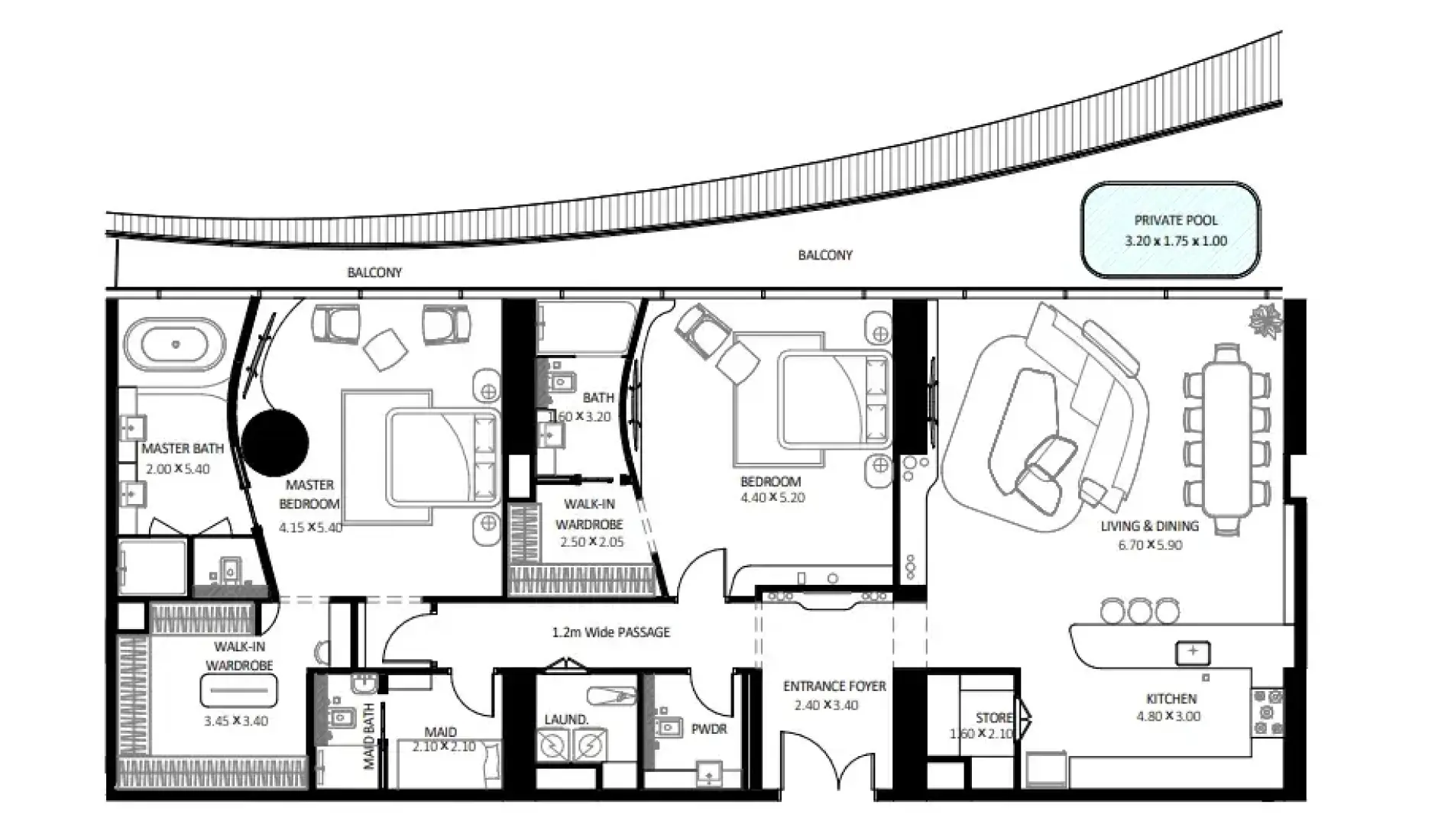 2 Bedrooms in Bugatti Residences