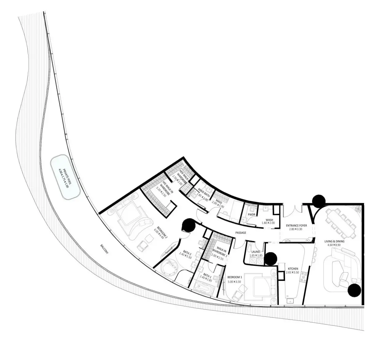 2 Bedrooms in Bugatti Residences