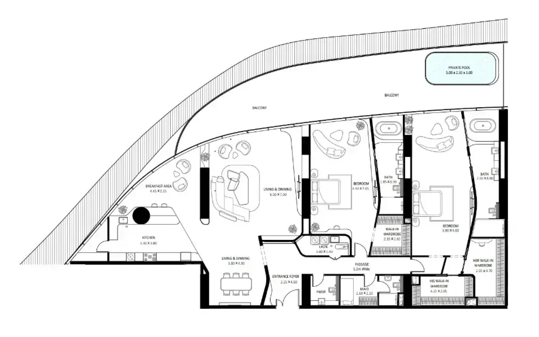 2 Bedrooms in Bugatti Residences