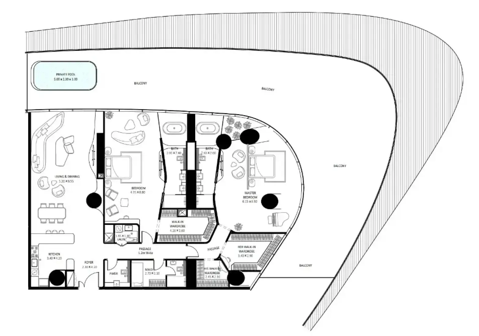 2 Bedrooms in Bugatti Residences