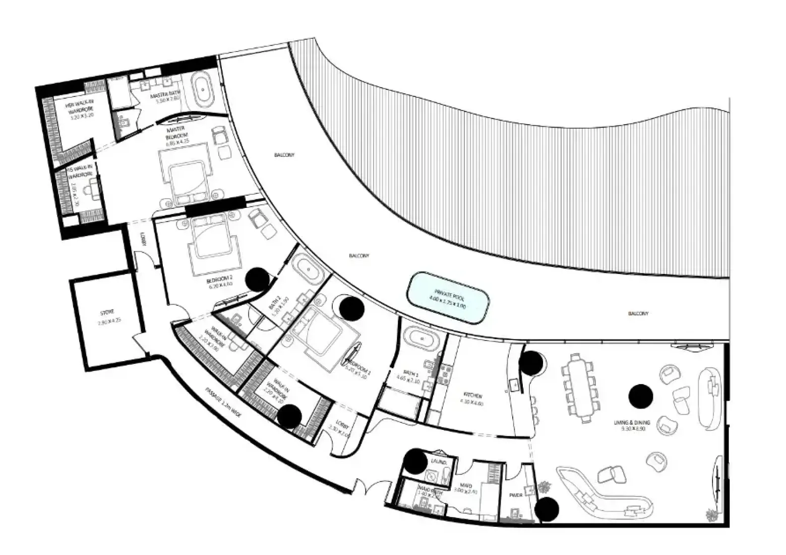3 Bedrooms in Bugatti Residences