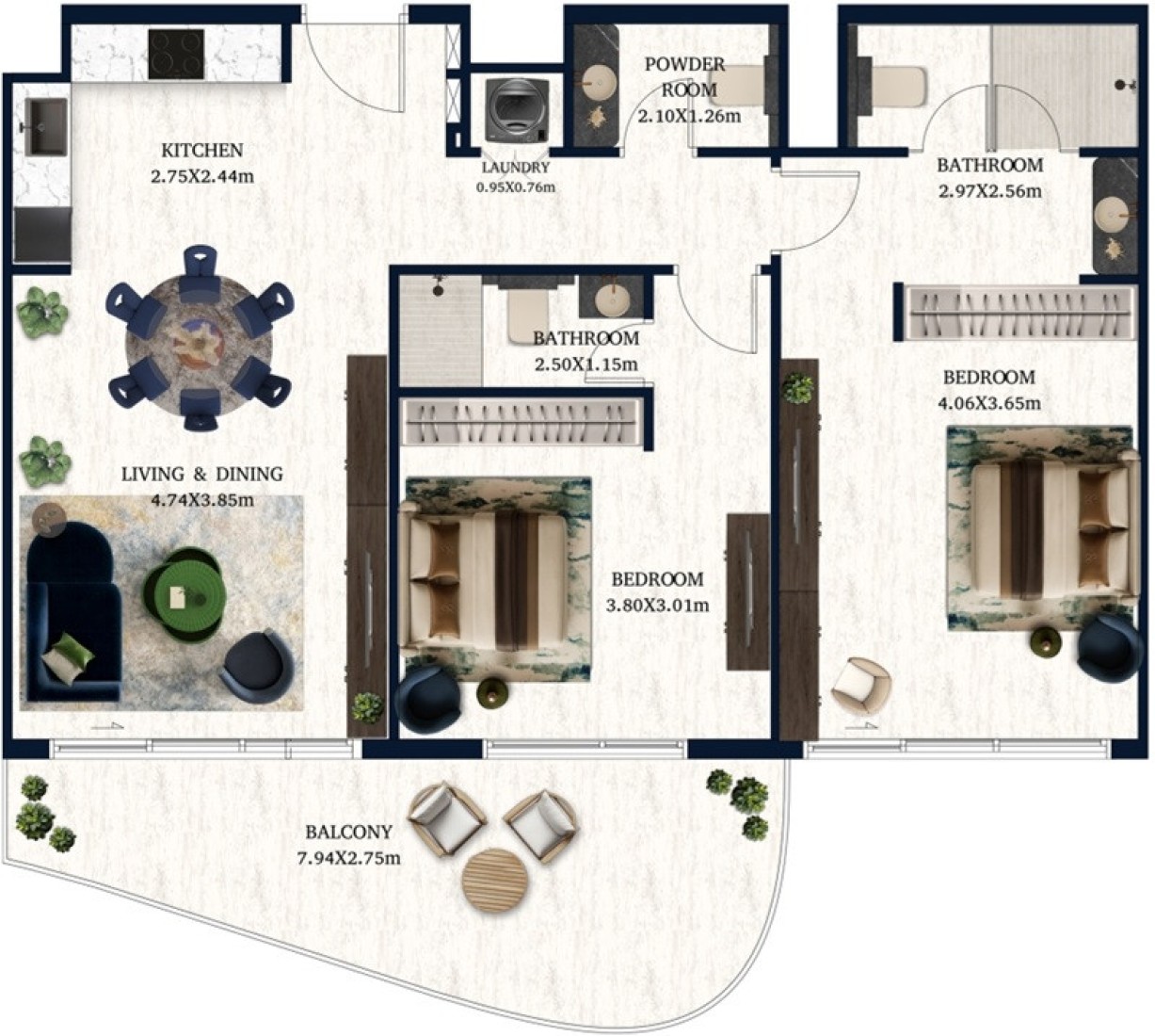 2 Bedrooms in Jacob and Co Residences by Mantra