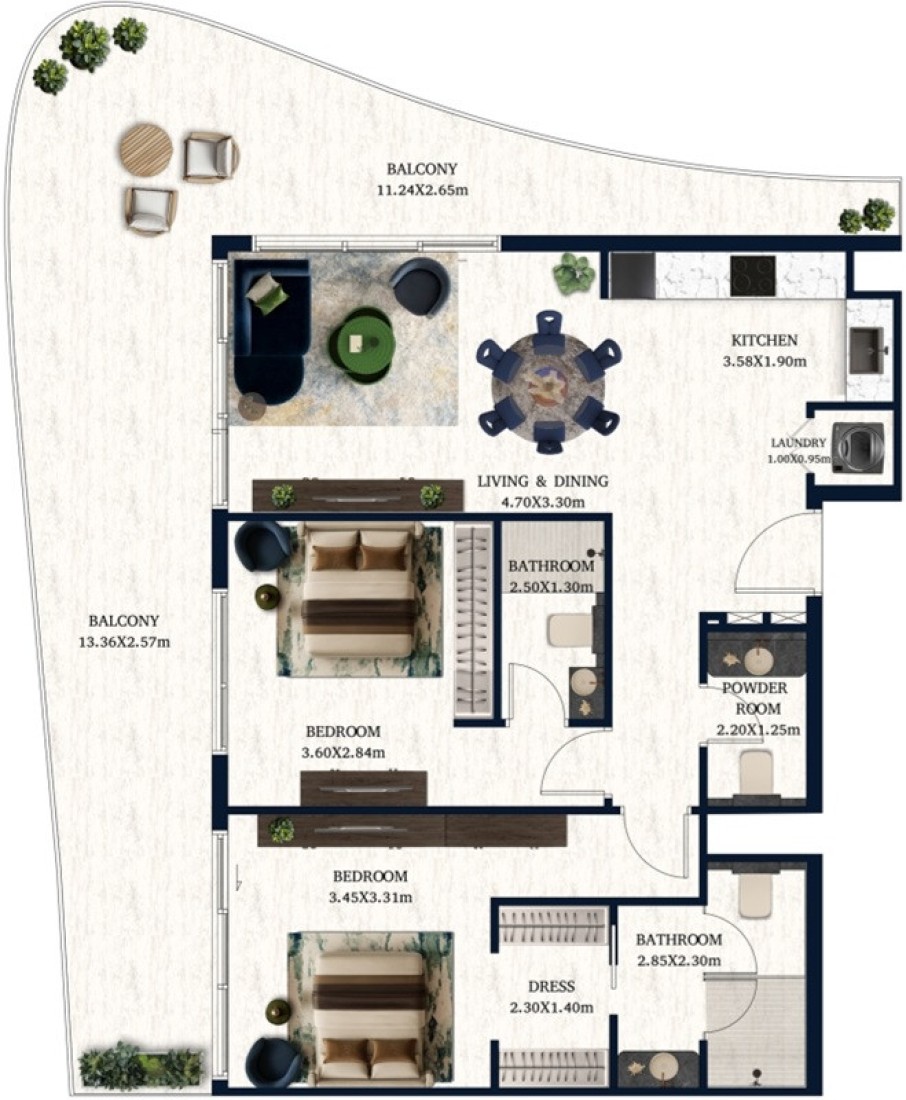 2 Bedrooms in Jacob and Co Residences by Mantra