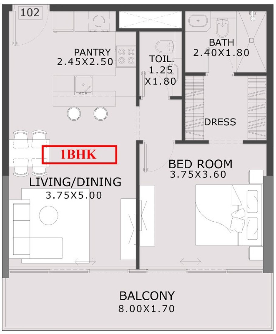 1 Bedroom in 27 East End Garden Residences