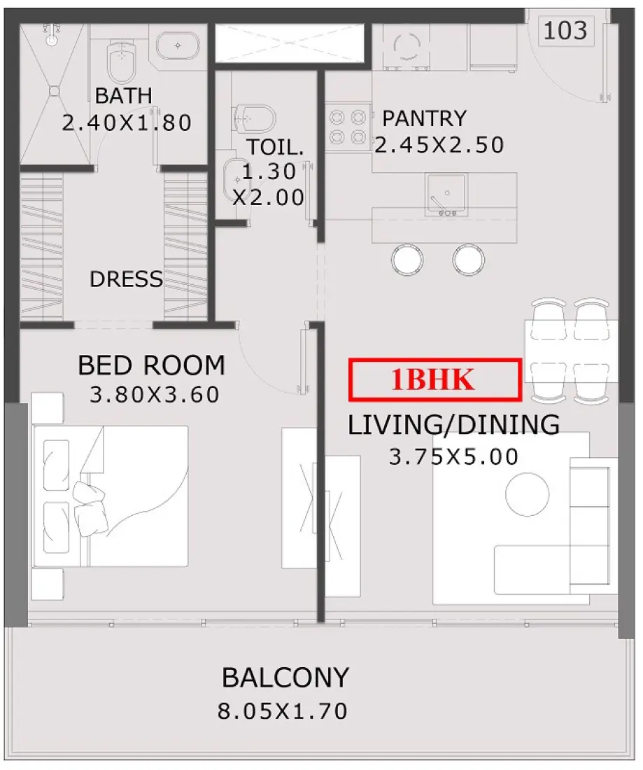 1 Bedroom in 27 East End Garden Residences