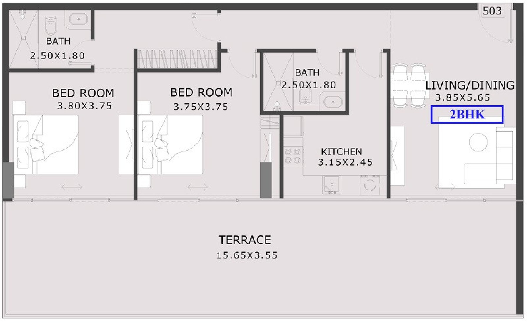 2 Bedrooms in 27 East End Garden Residences