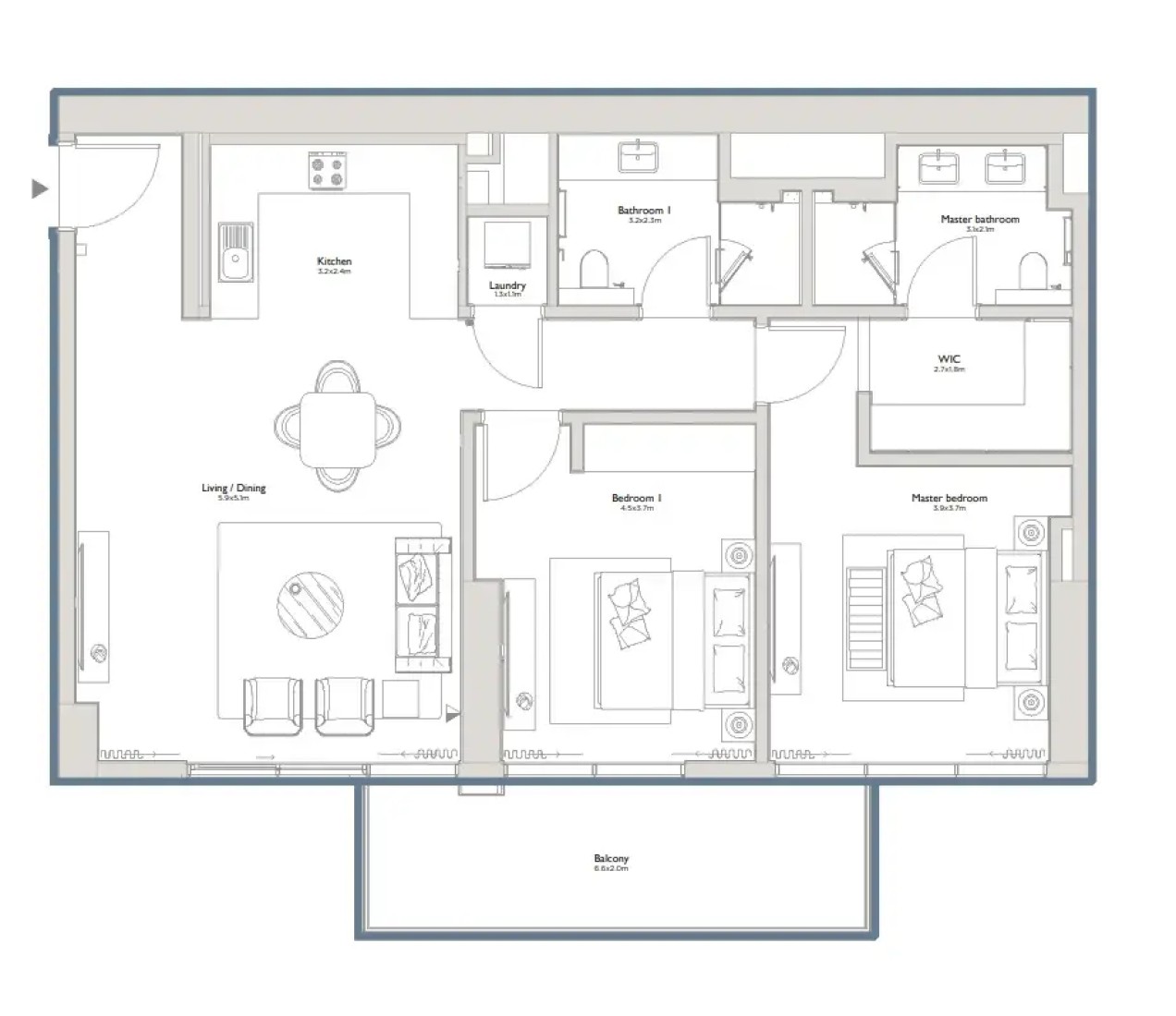 2 Bedrooms in Serenia District East Residences