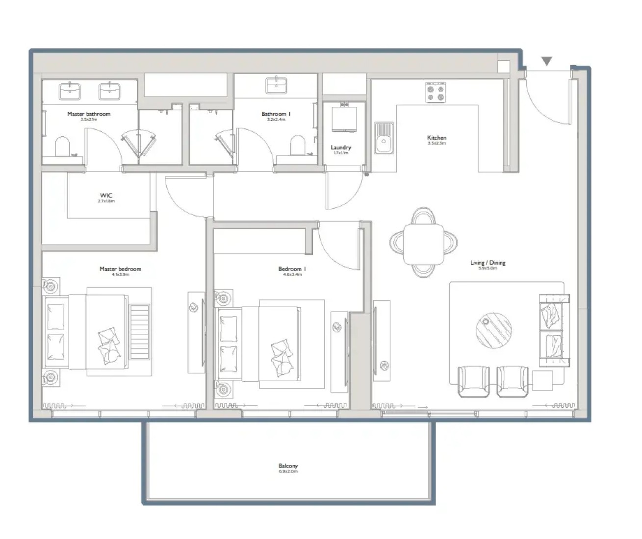 2 Bedrooms in Serenia District East Residences