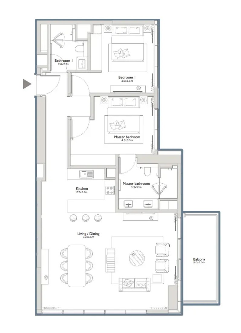 2 Bedrooms in Serenia District East Residences