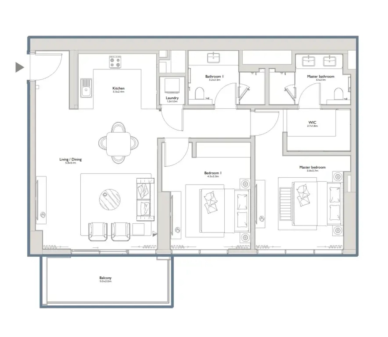 2 Bedrooms in Serenia District East Residences