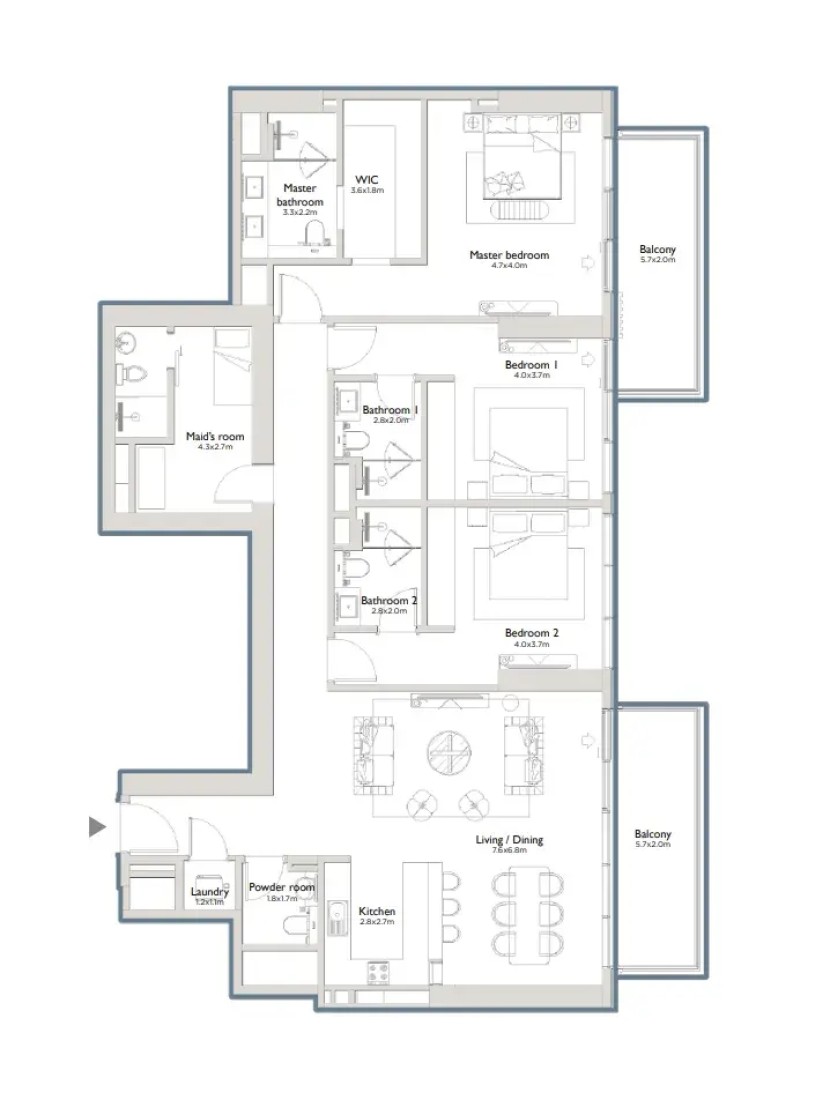 3 Bedrooms in Serenia District East Residences