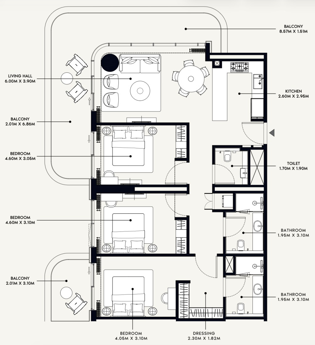 3 Bedrooms in Azizi Venice 16