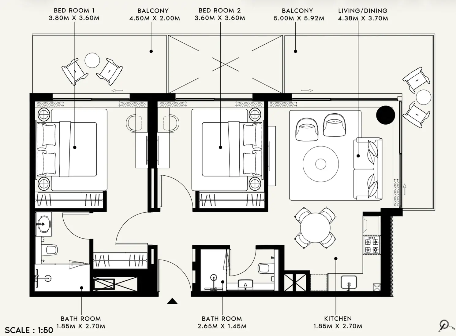 2 Bedrooms in Azizi Venice 14