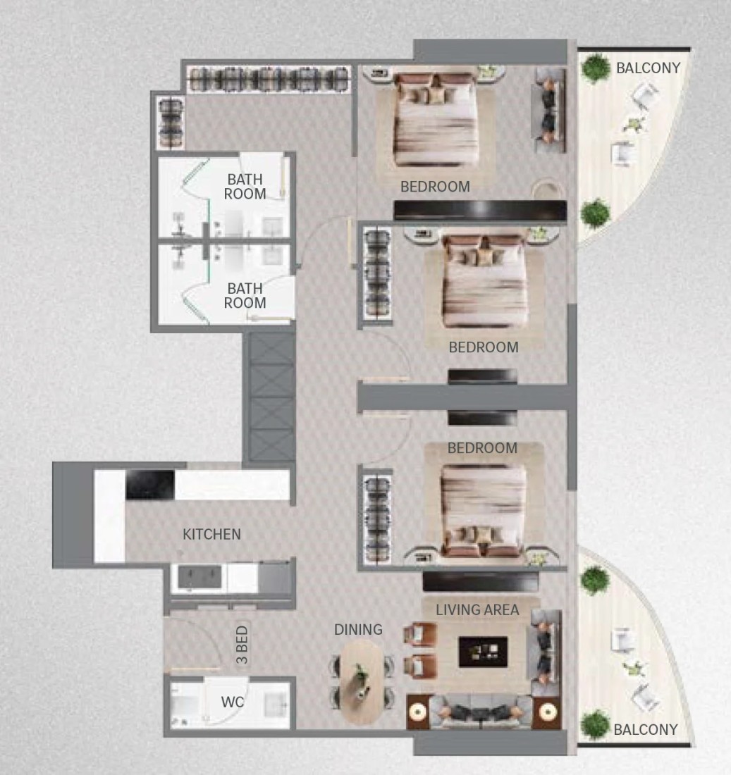 3 Bedrooms in Project Maybach