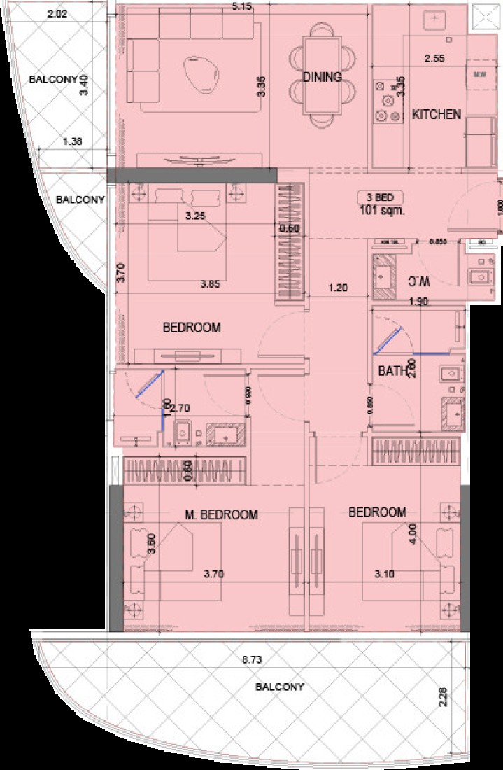 3 Bedrooms in Project Maybach