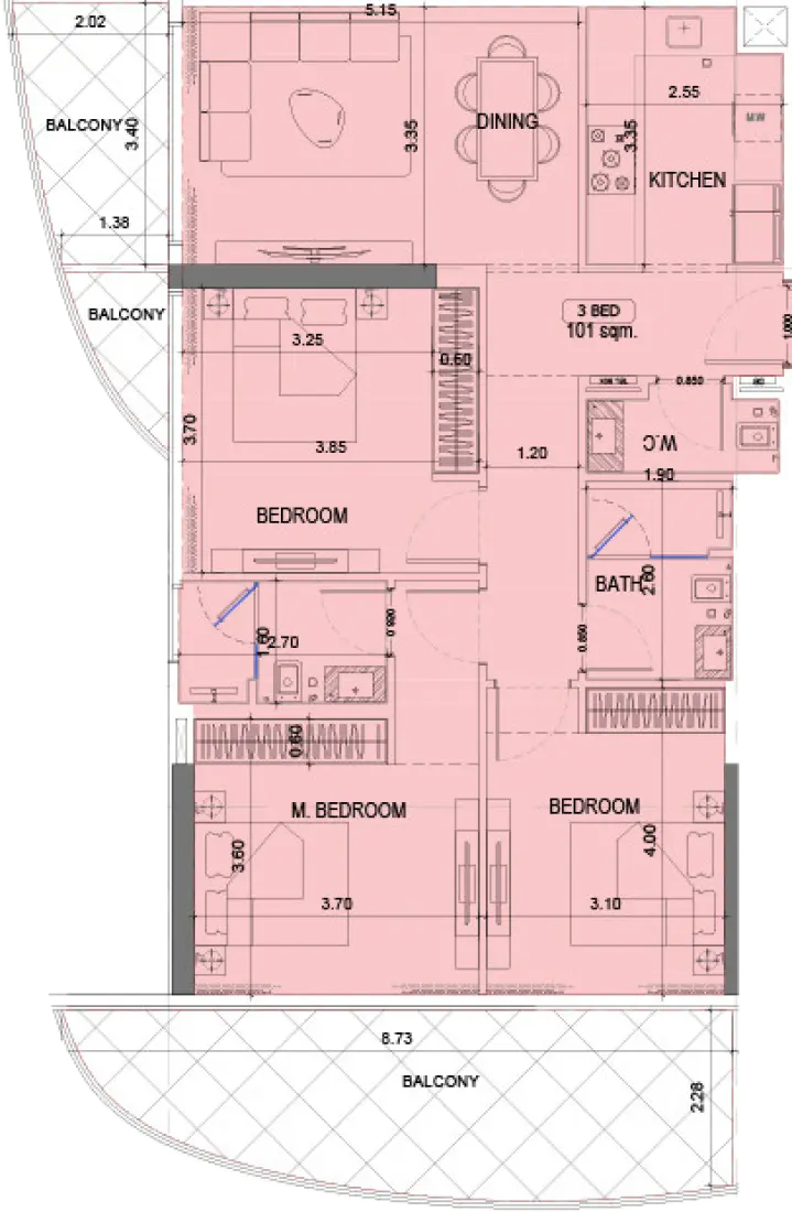 3 Bedrooms in Project Maybach