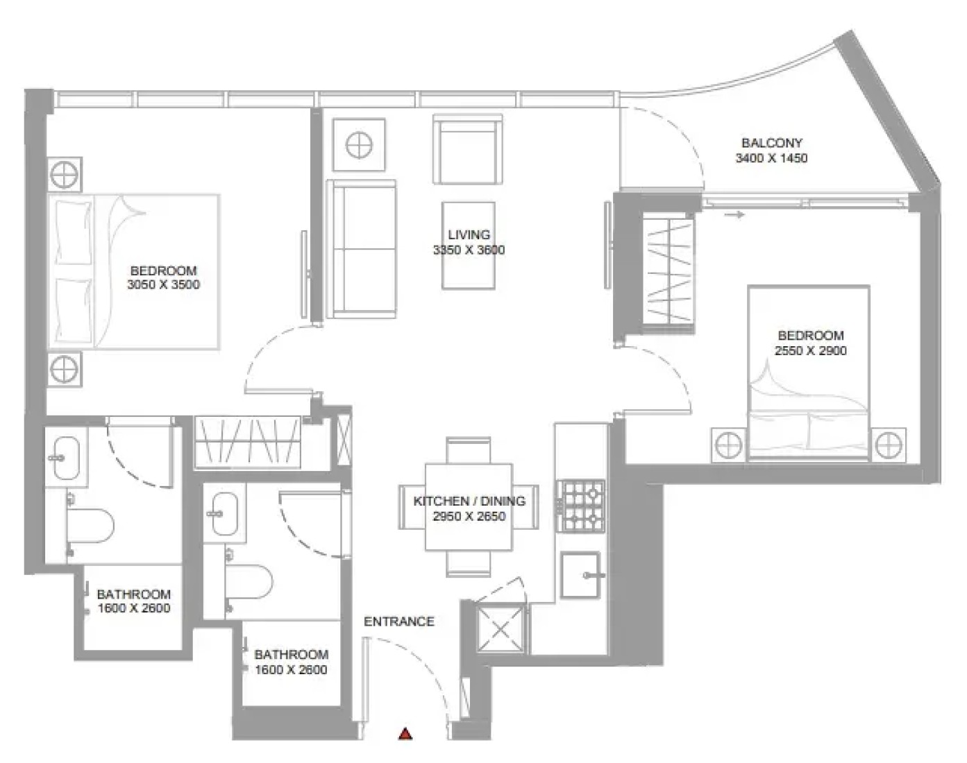 2 Bedrooms in Canalside Marina Residences