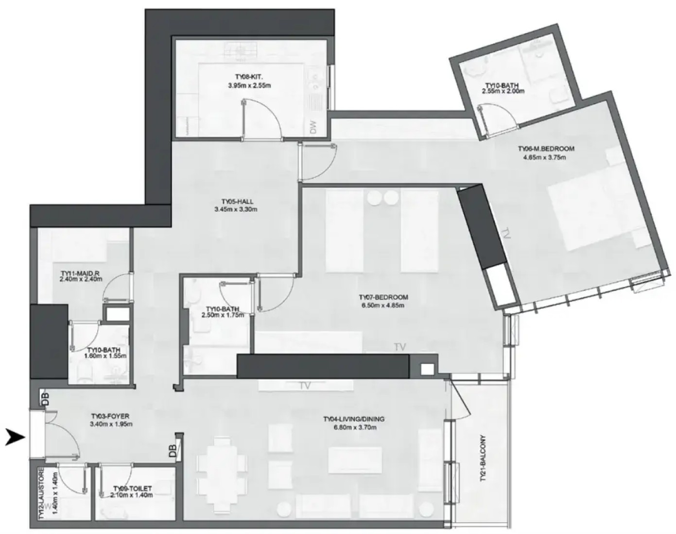 2 Bedrooms in Joud Tower