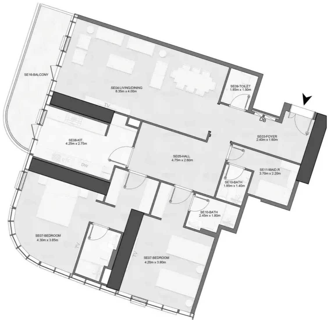 2 Bedrooms in Joud Tower