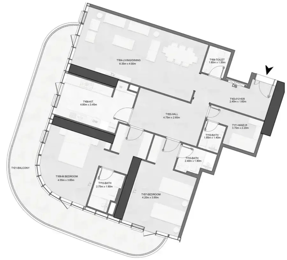 2 Bedrooms in Joud Tower