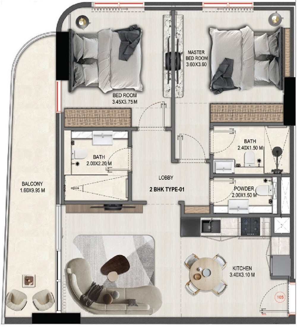 2 Bedrooms in Divine Elements