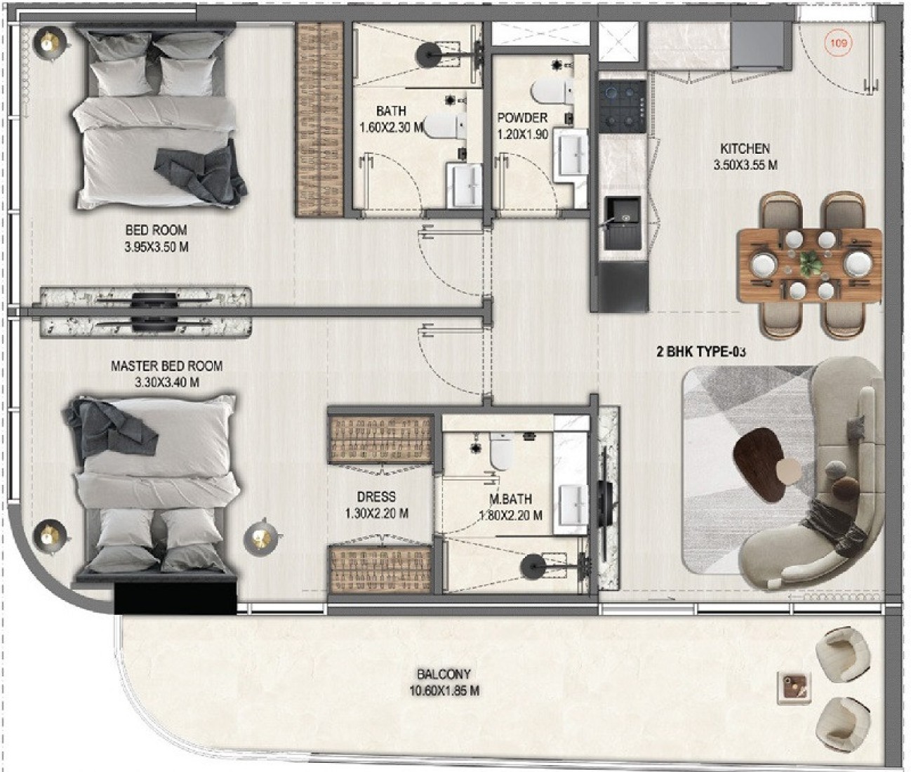 2 Bedrooms in Divine Elements