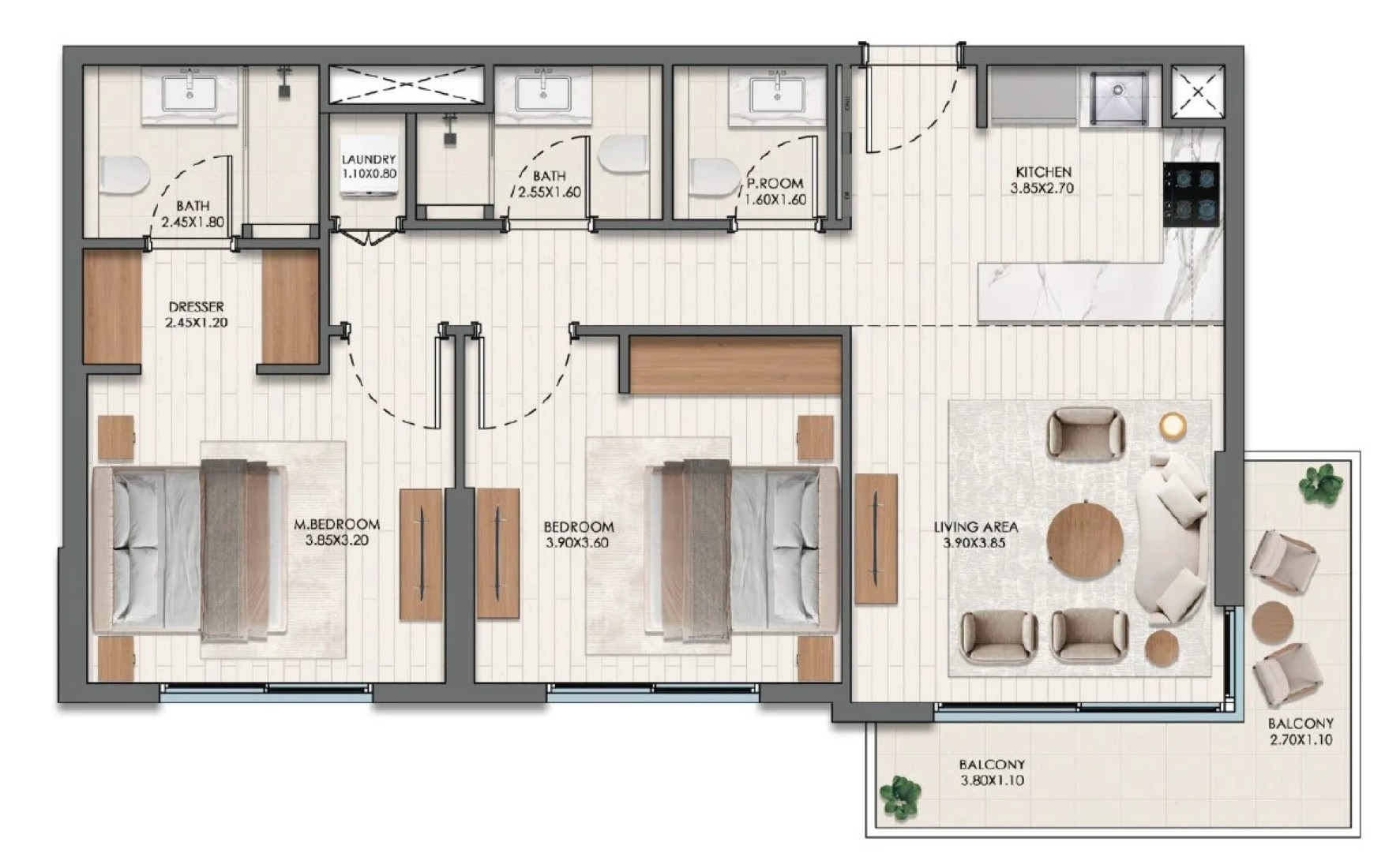 2 Bedrooms in EVELYN on the Park