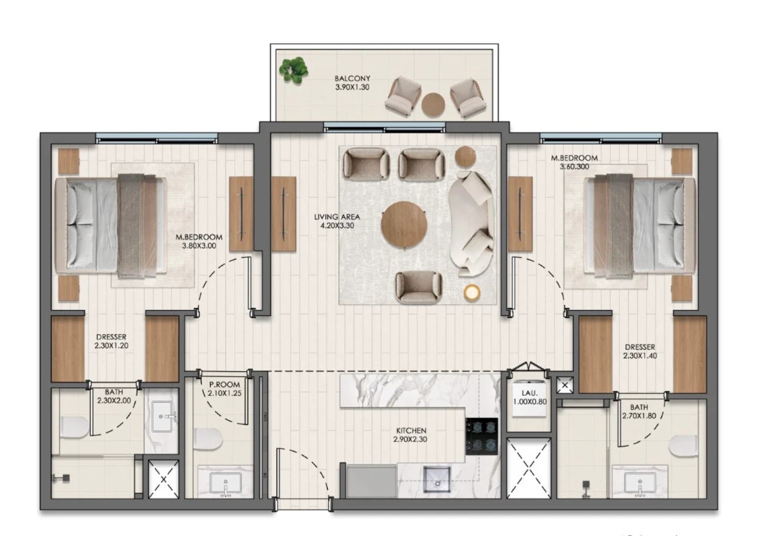 2 Bedrooms in EVELYN on the Park