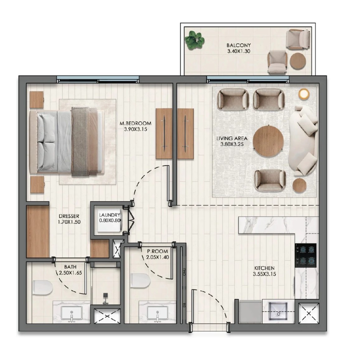 1 Bedroom in EVELYN on the Park