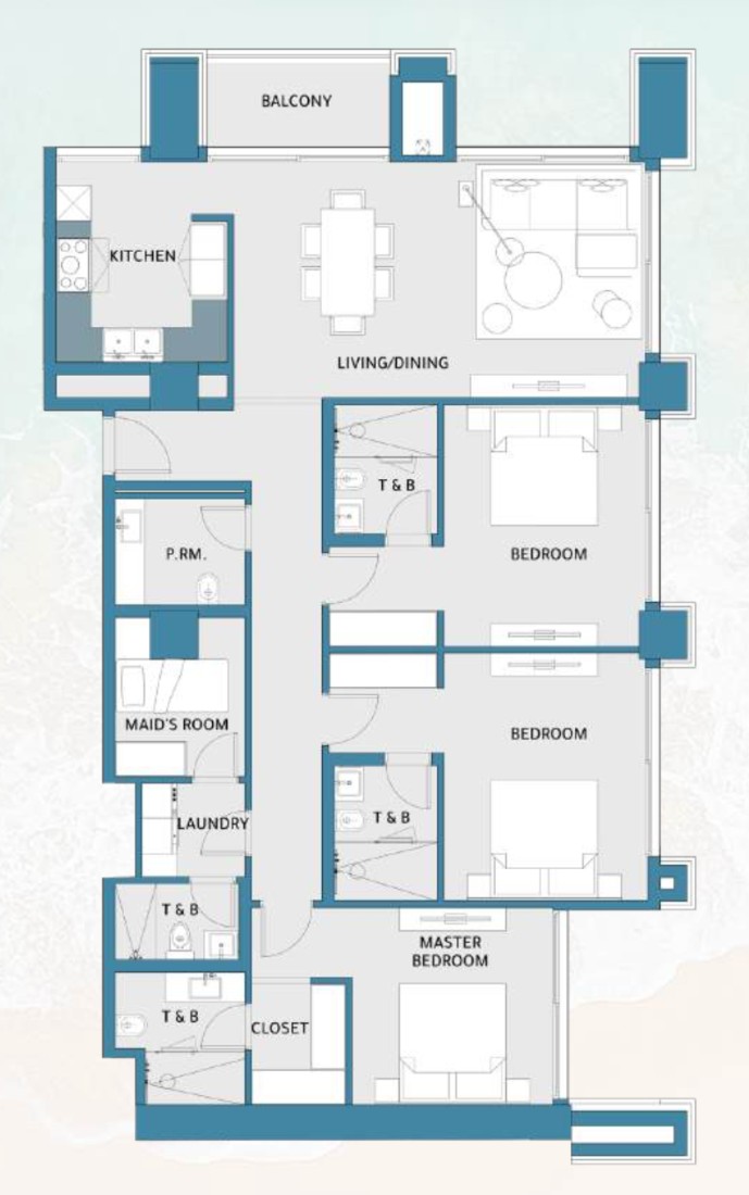 3 Bedrooms in Mawjan Residence