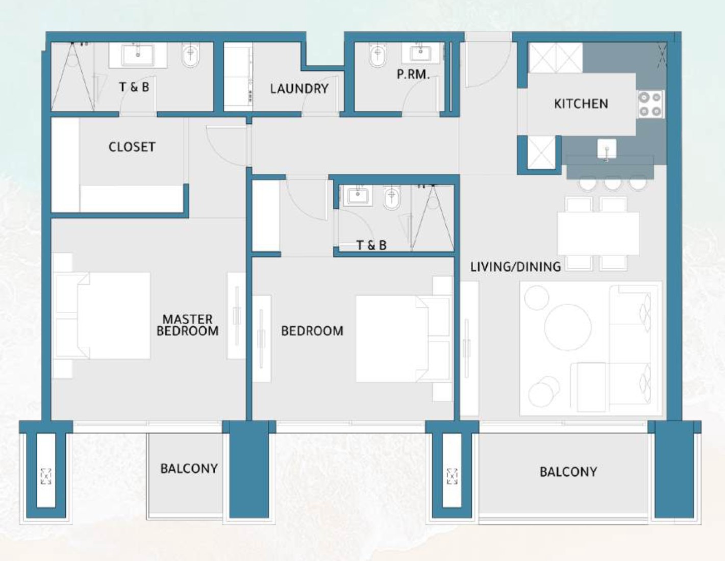 2 Bedrooms in Mawjan Residence