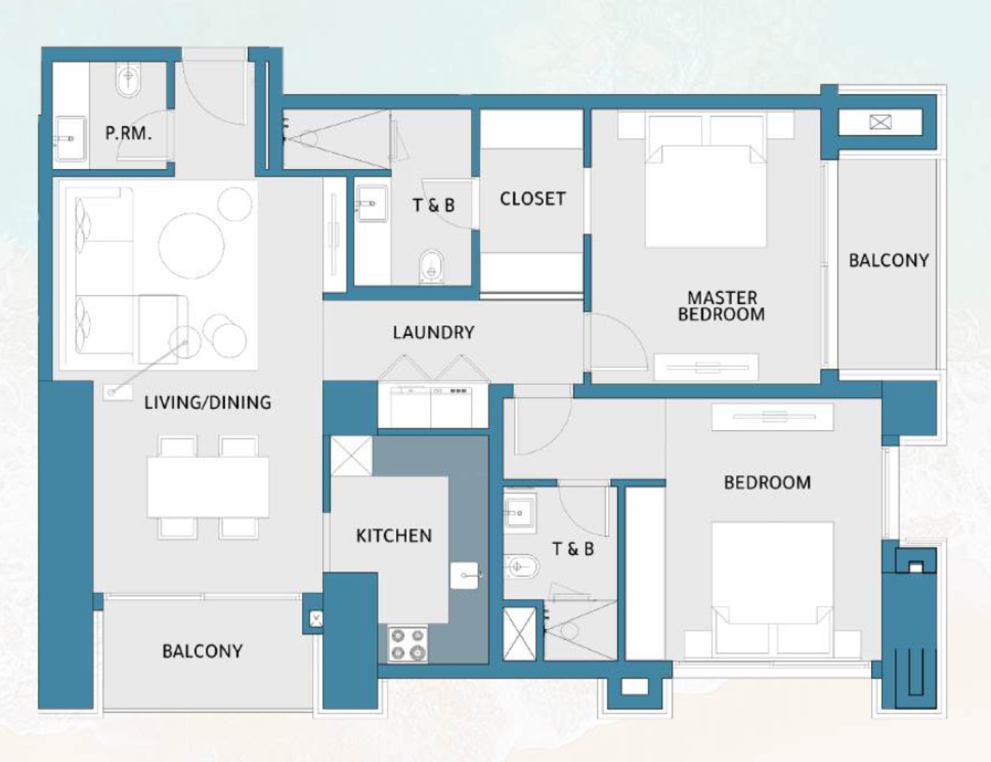 2 Bedrooms in Mawjan Residence