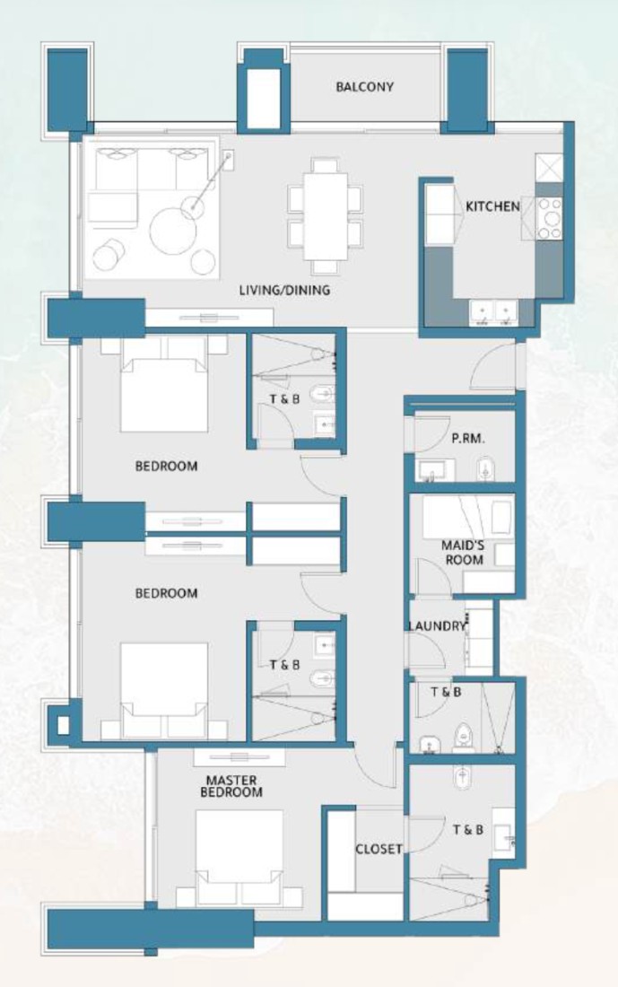 3 Bedrooms in Mawjan Residence
