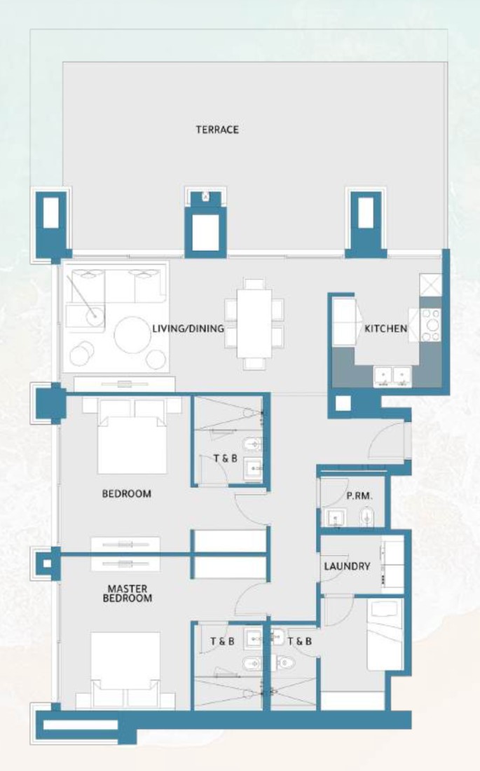 2 Bedrooms in Mawjan Residence