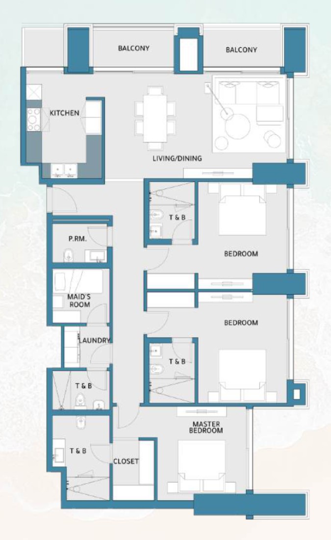 3 Bedrooms in Mawjan Residence