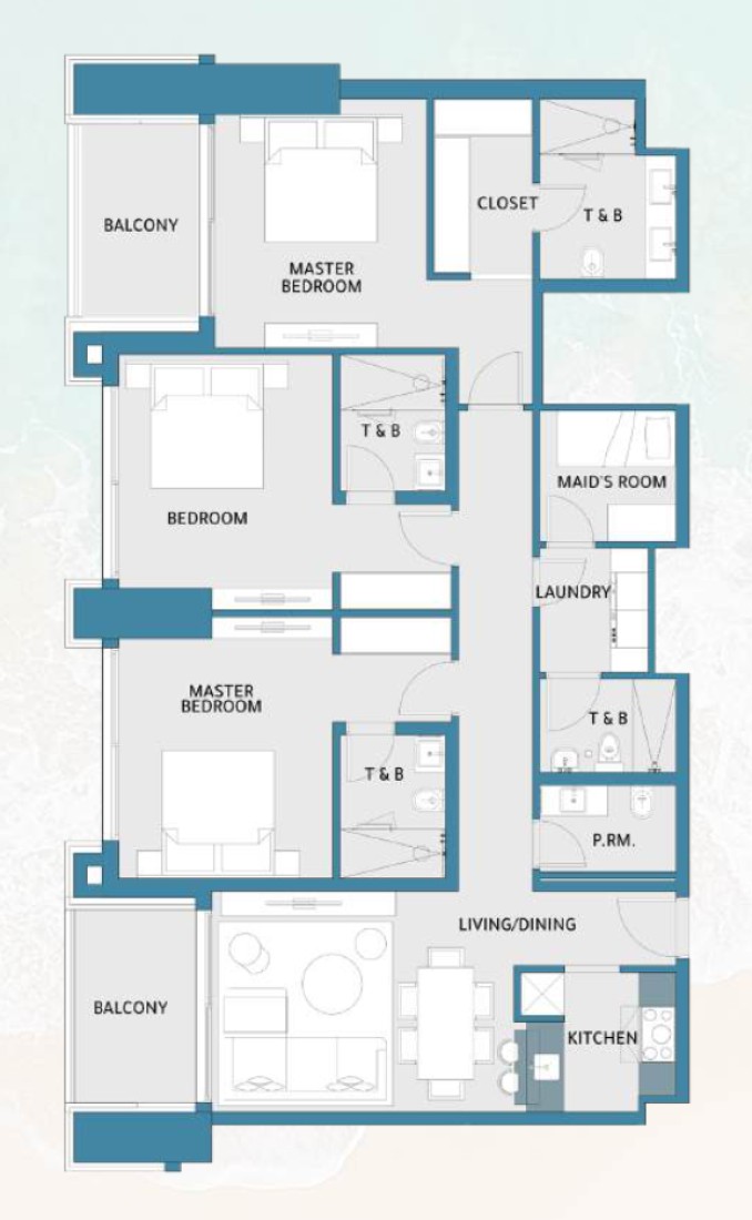 3 Bedrooms in Mawjan Residence