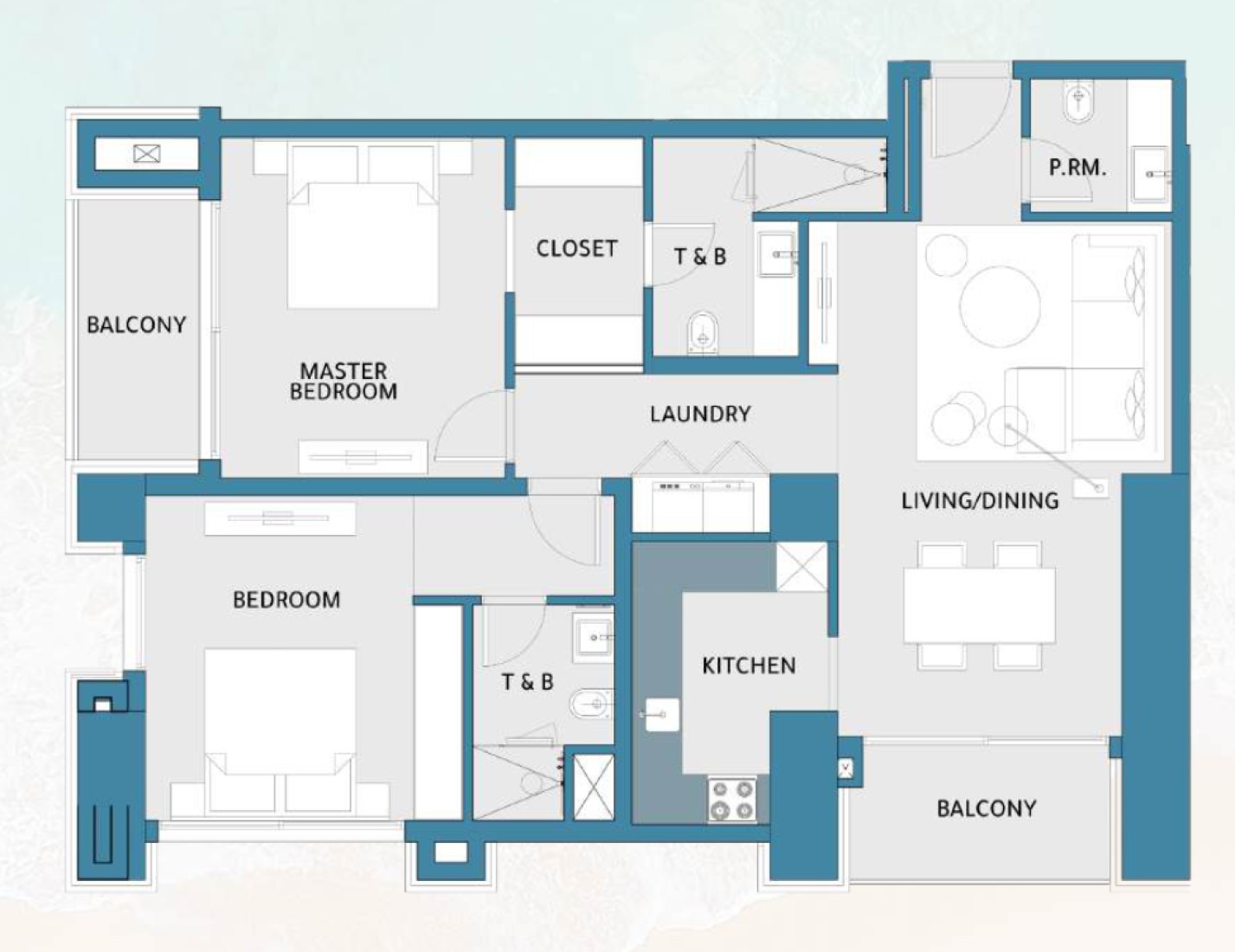 2 Bedrooms in Mawjan Residence