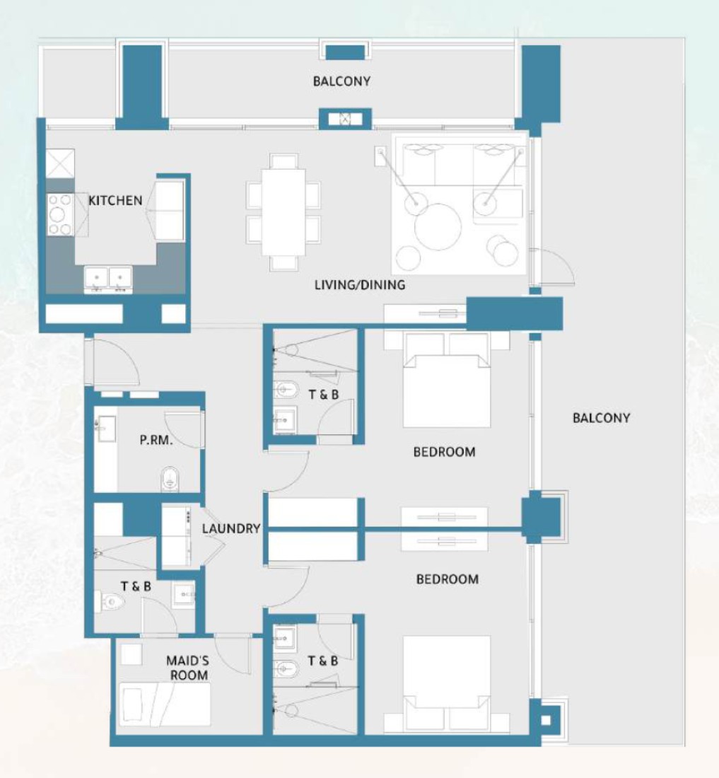 2 Bedrooms in Mawjan Residence
