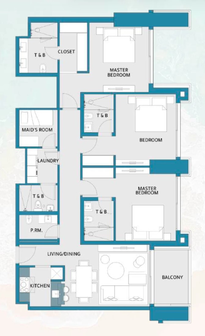 3 Bedrooms in Mawjan Residence
