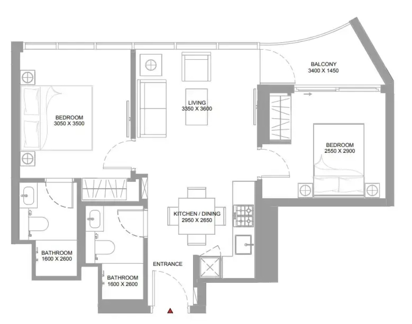 2 Bedrooms in Pearlside Marina Residences
