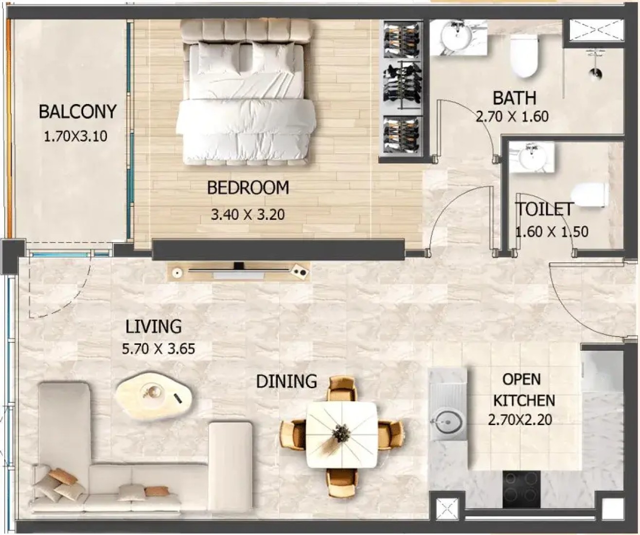 1 Bedroom in Crystal Tower by VHS