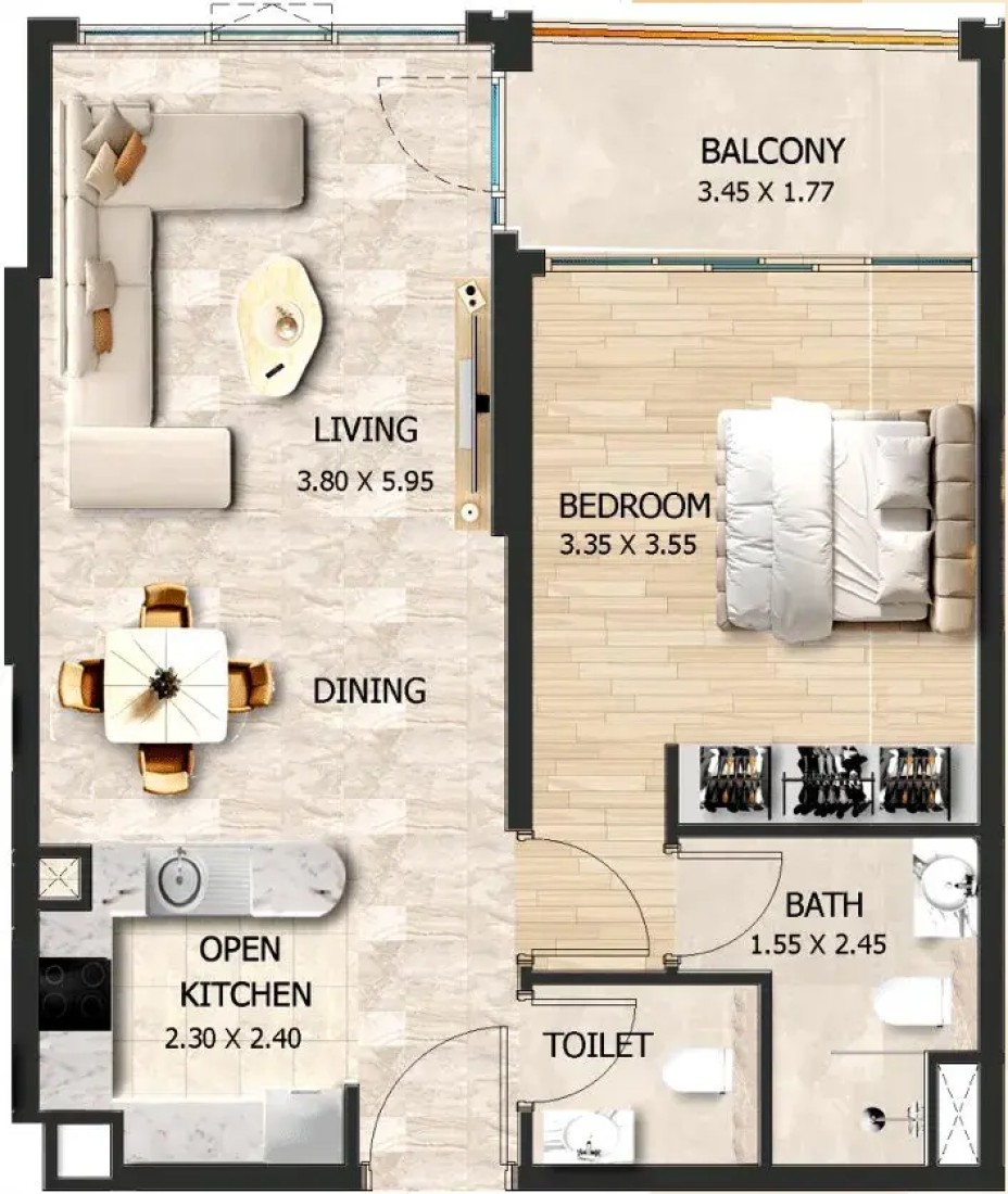 1 Bedroom in Crystal Tower by VHS