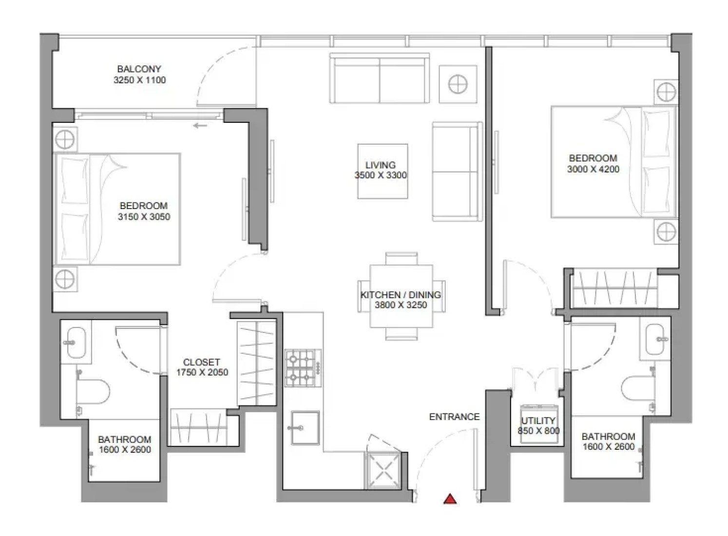 2 Bedrooms in Pearlside Marina Residences