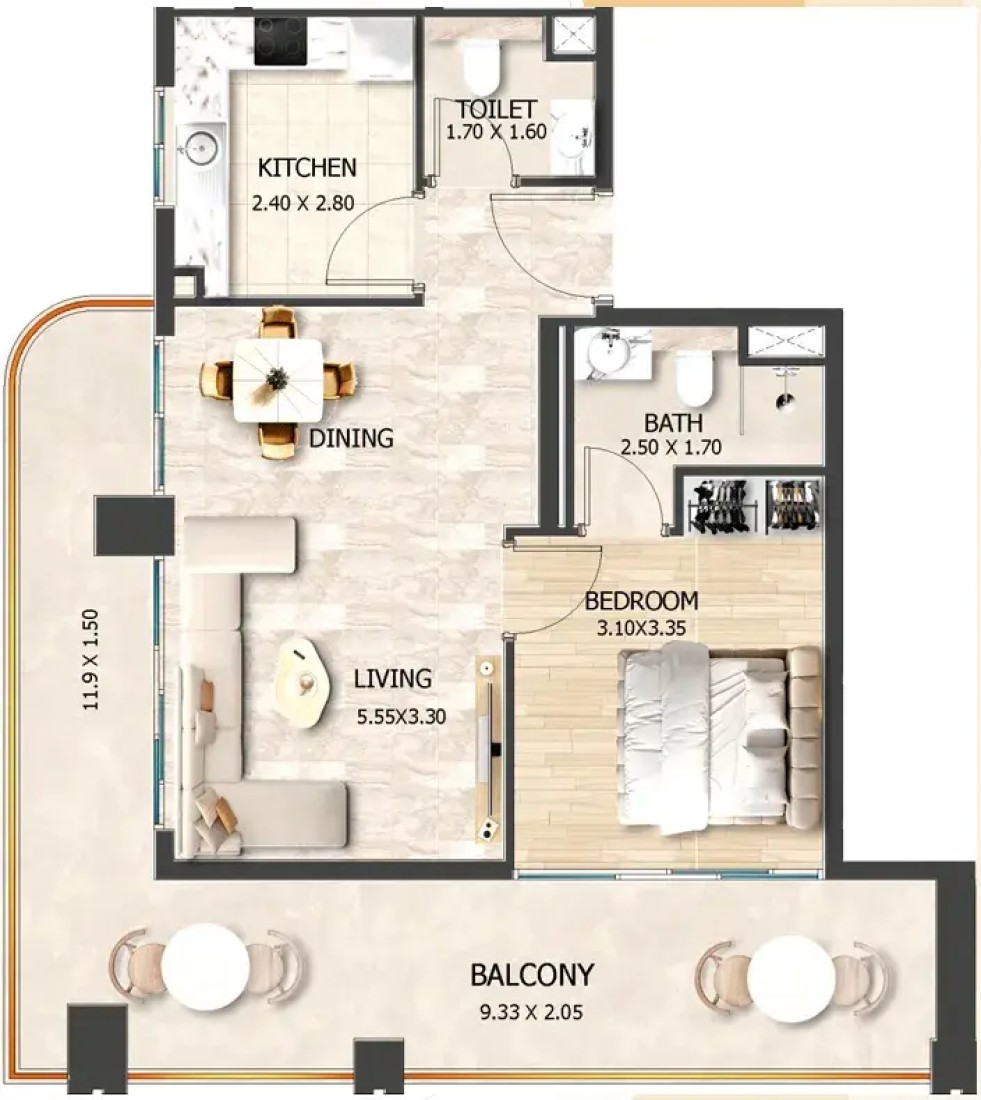 1 Bedroom in Crystal Tower by VHS