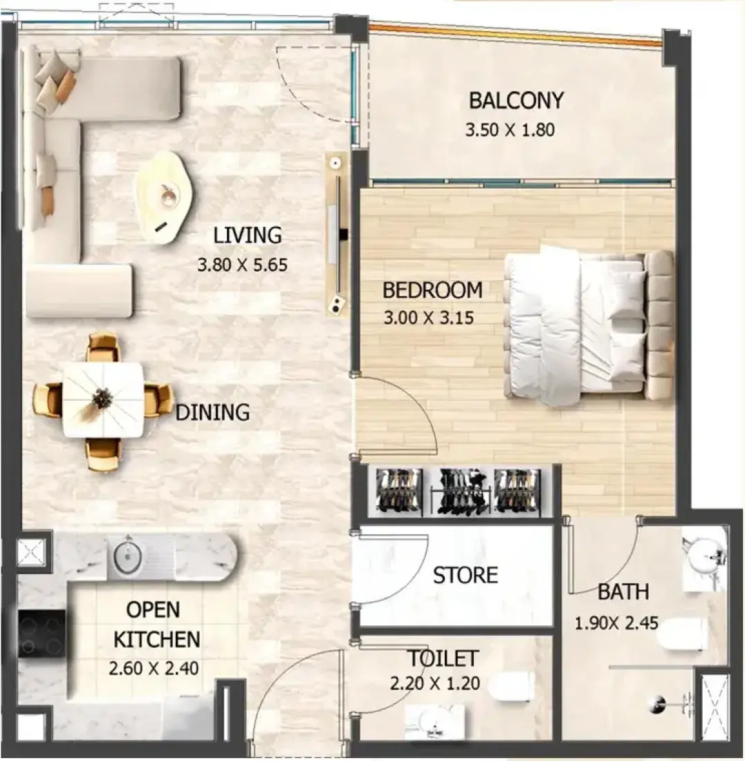 1 Bedroom in Crystal Tower by VHS
