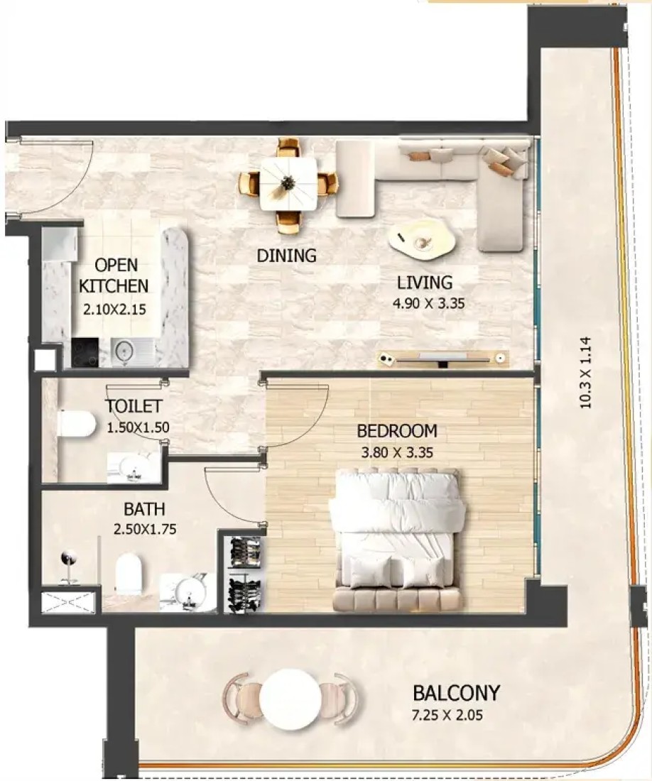 1 Bedroom in Crystal Tower by VHS